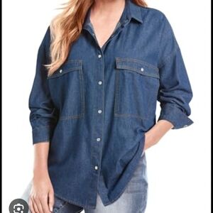 Women's Blue Button Down Denim Shirt